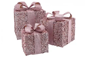 Kerstgiftbox Roze met roze lint M