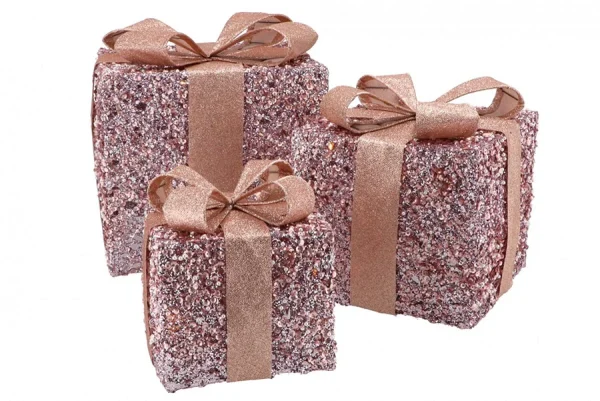 Kerstgiftbox Roze met nude lint M